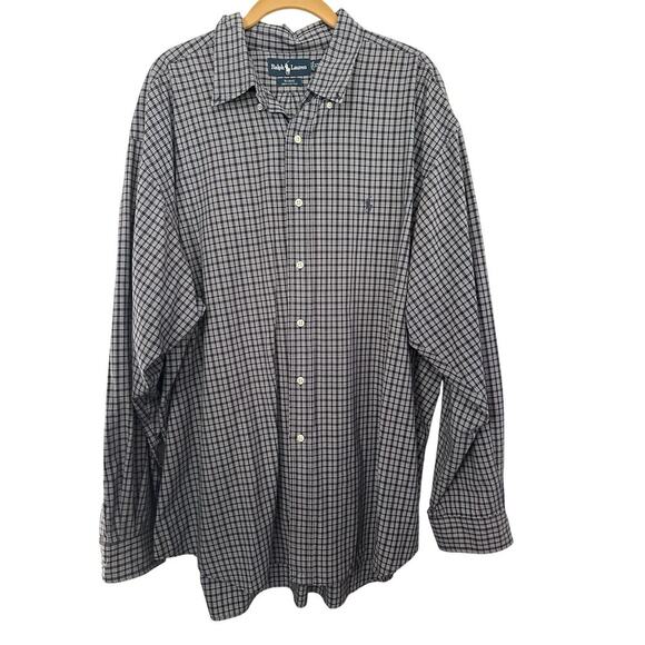 Ralph Lauren Men's Blue White Check Blake Long Sleeve Button Down Shirt Size XXL - Picture 1 of 4